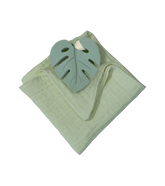 Anneau de dentition feuille aqua et lange vert